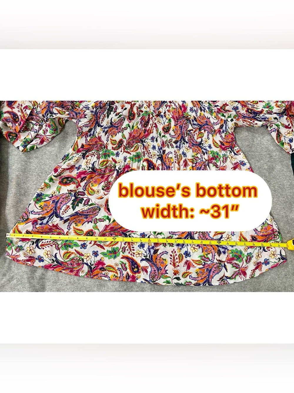 Spense Multicolor Plisse Paisley Peasant Blouse Top US Women’s Large EUC - Picture 5 of 9